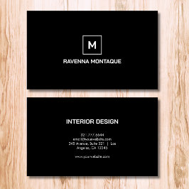 Schwarzes modernes elegantes einfaches Monogramm N Visitenkarte