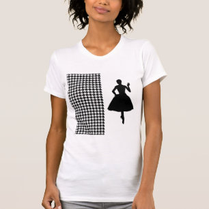 Schwarzes, modernes Hahnentrittmuster mit Mode-Sil T-Shirt