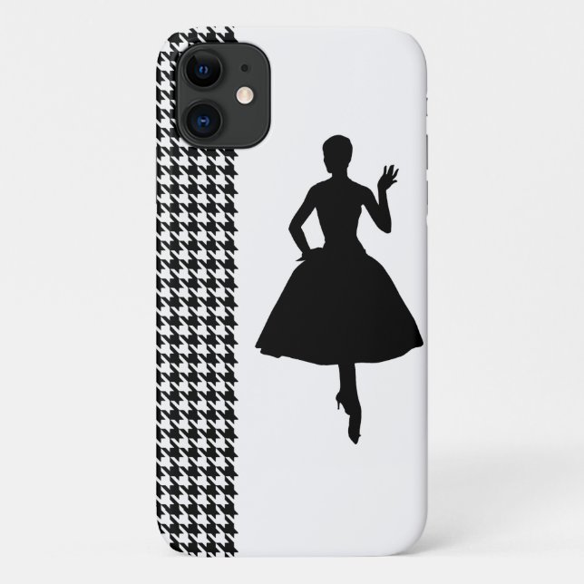 Schwarzes modernes Hahnentrittmuster mit Mode-Silh Case-Mate iPhone Hülle (Rückseite)