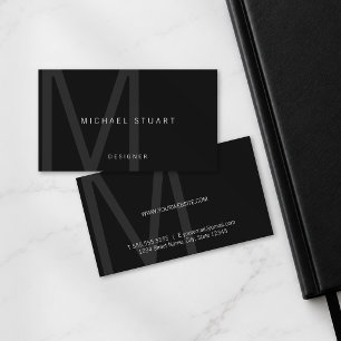 Schwarzes modernes minimalistisches Monogramm und Visitenkarte
