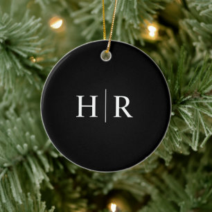 Schwarzes modernes Monogramm Keramik Ornament
