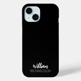 Schwarzes modernes Monogramm-Schrift-Name Case-Mate iPhone Hülle