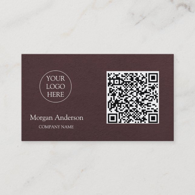 Schwarzes modernes professionelles QR-Code-Geschäf Visitenkarte (Vorderseite)