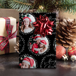 Schwarzes modernes Skript Frohe Weihnachten Famili Geschenkpapier