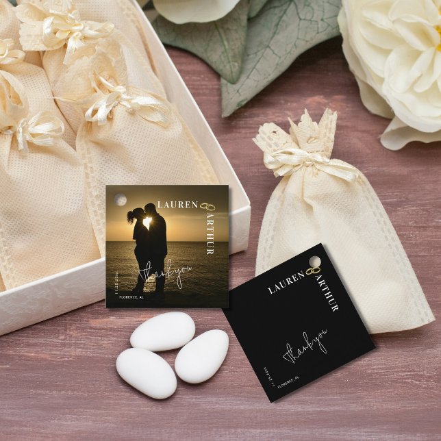 Schwarzes, modernes, ultraschicker Minimal-Foto Ho Geschenkanhänger (Von Creator hochgeladen)