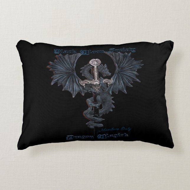 Schwarzes Mond-Gesellschafts-Drache-Kissen Dekokissen (Vorderseite)