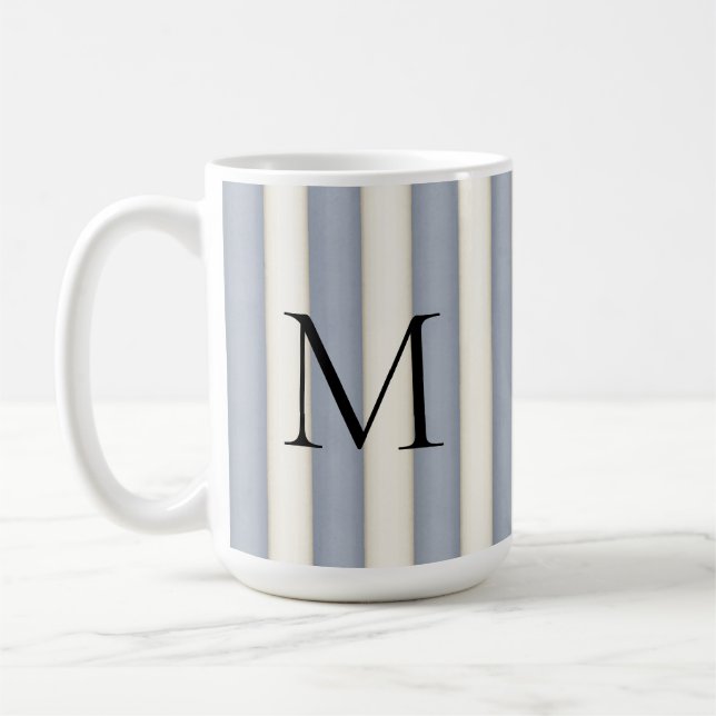 Schwarzes Monogramm auf grauem und antikem weißem  Kaffeetasse (Links)