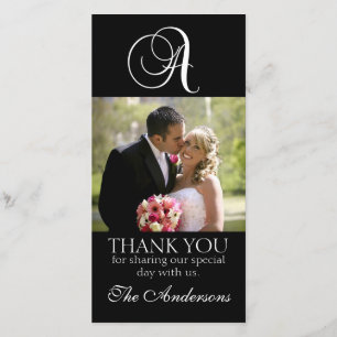 Schwarzes Monogramm eine Hochzeit danken Ihnen Dankeskarte