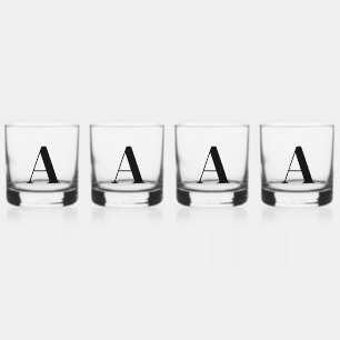 Schwarzes Monogramm erstes Set aus Whiskey-Glas Whiskyglas