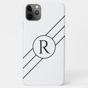 Schwarzes Monogramm im Kreis, Diagonallinien weiß Case-Mate iPhone Hülle