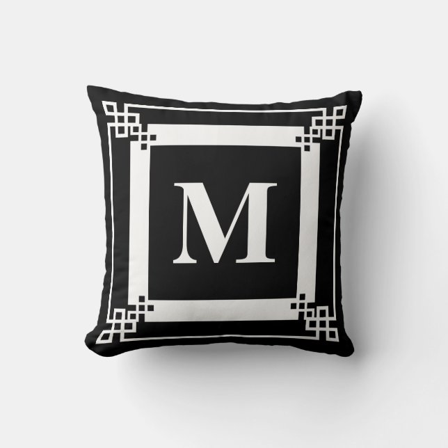 Schwarzes Monogramm Kissen (Vorderseite)
