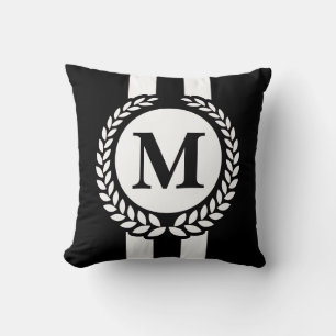 Schwarzes Monogramm Kissen