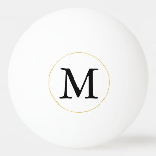 Schwarzes Monogramm mit Goldkreis Tischtennisball