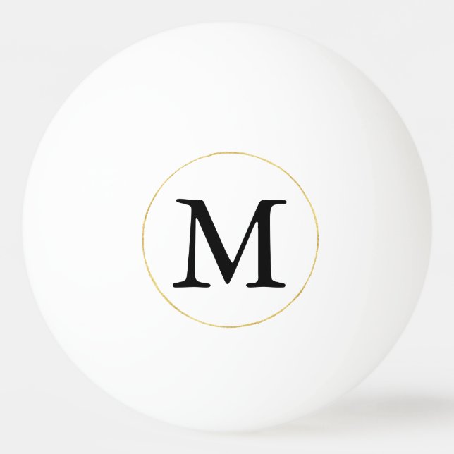 Schwarzes Monogramm mit Goldkreis Tischtennisball (Vorderseite)