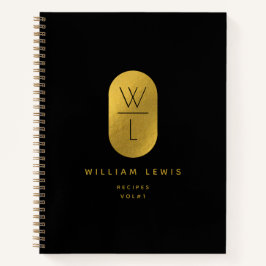 Schwarzes Monogramm Modernes Minimalistisches Reze Notizbuch