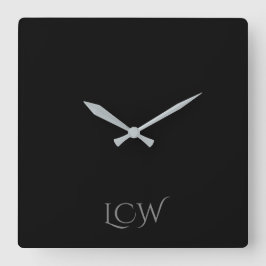Schwarzes Monogramm Quadratische Wanduhr