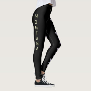 Schwarzes Montana Bitterroot Staat Blume Leggings