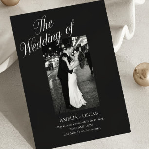 Schwarzes Moody-Formal-Script-Paar-Foto-Hochzeit Einladung