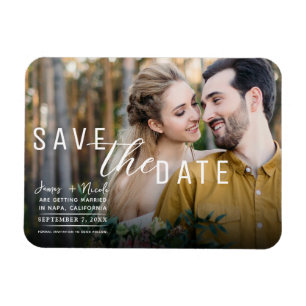 Schwarzes Moody Overlay Foto Save the Date Hochzei Magnet