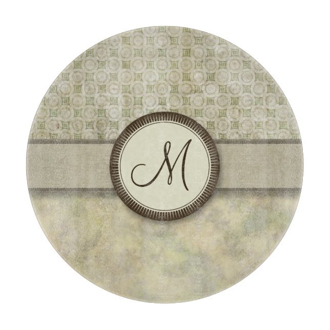 Schwarzes Moosgemälde mit Monogramm Schneidebrett (Vorderseite)