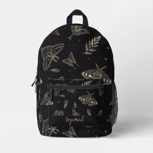 Schwarzes Moth Butterfly-Muster Bedruckter Rucksack
