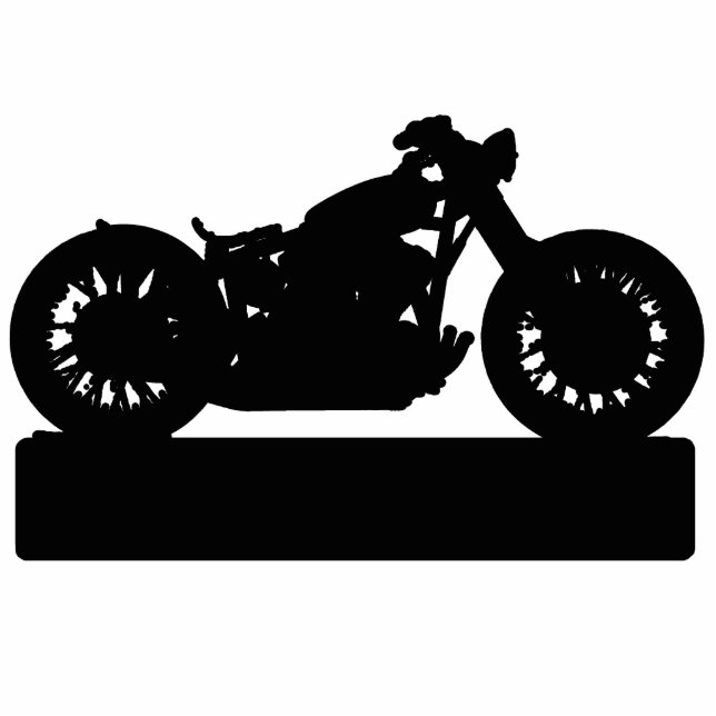 Schwarzes Motorrad Freistehende Fotoskulptur (Vorne)