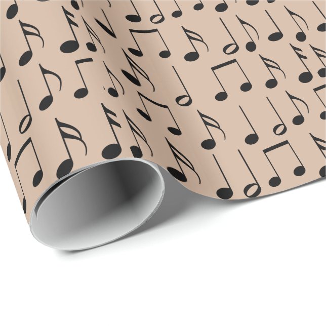 Schwarzes Musiknoten-Muster Geschenkpapier (Rolleneckpunkt)