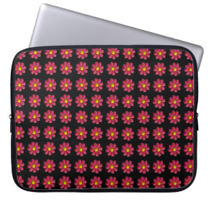 Schwarzes Muster der roten Blume Laptopschutzhülle