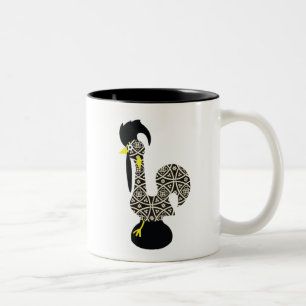Schwarzes Muster, Galo de Barcelos Zweifarbige Tasse