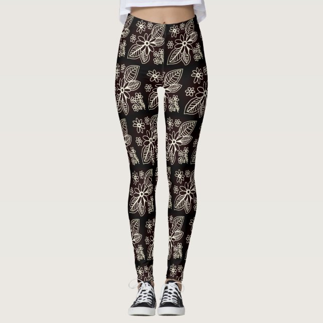 Schwarzes Muster Leggings (Vorderseite)