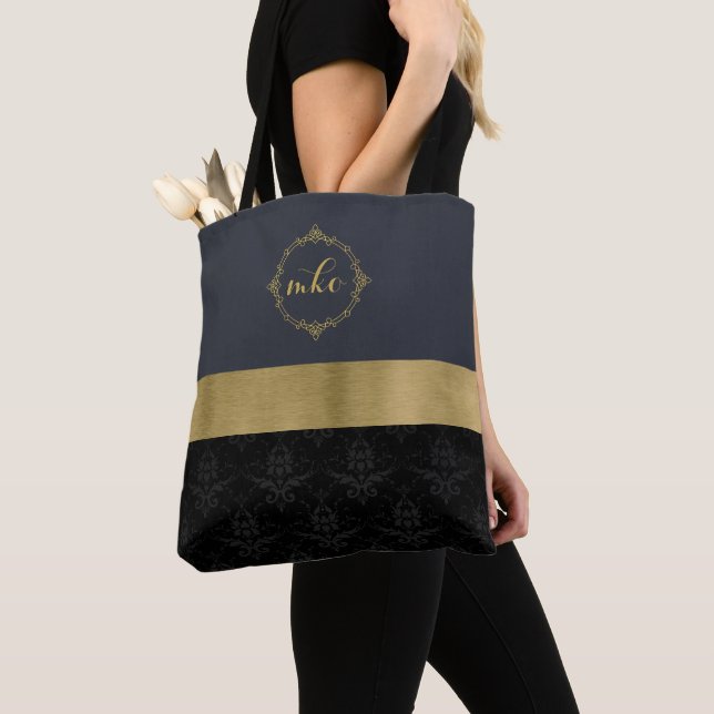 Schwarzes Muster mit Gold Tasche (Von Nahem)