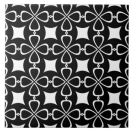 Schwarzes Nahtloses Zierblumenmuster Fliese