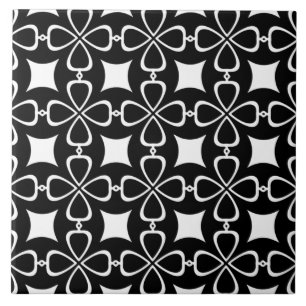 Schwarzes Nahtloses Zierblumenmuster Fliese