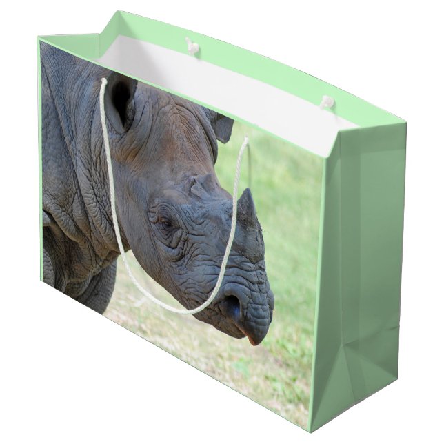 Schwarzes Nashorn Große Geschenktüte (Rückseite Schrägansicht)