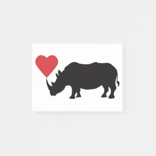 Schwarzes-Nashorn-mit-Herz Post-it Klebezettel