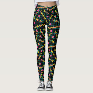 Schwarzes/Neonmuster der 80er Jahre Leggings