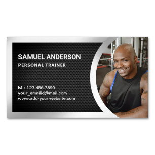 Schwarzes Netz Silber Fitness Personal Trainer Fot Magnetische Visitenkarte