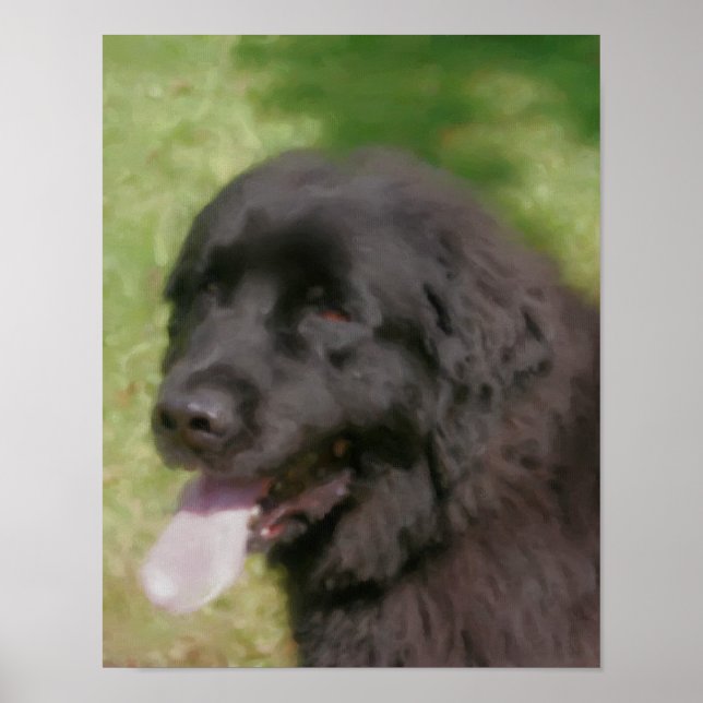 Schwarzes Neufundland Hund Art Pastel Poster (Vorne)