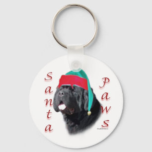 Schwarzes Neufundland Santa Paws Schlüsselanhänger
