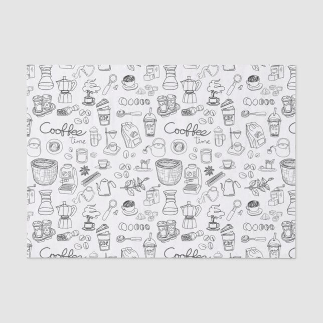 Schwarzes Niedliches Kaffeeprinzip Seidenpapier (Vorderseite)
