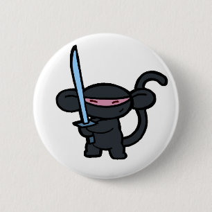 Schwarzes Ninja mit Klinge keine Wörter Button