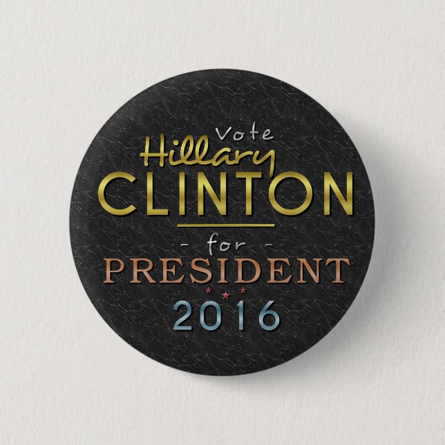 Schwarzes nobles Hillary Clinton-Präsidenten-2016 Button (Vorderseite)