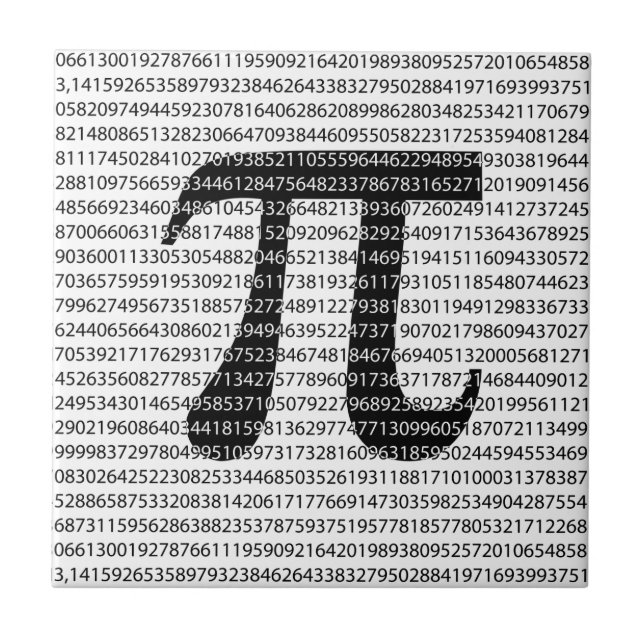 Schwarzes Number pi day mathematical symbol Fliese (Vorderseite)