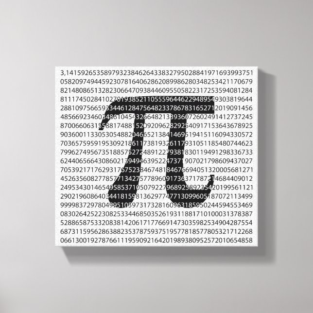 Schwarzes Number pi day mathematical symbol Leinwanddruck (Vorderseite)