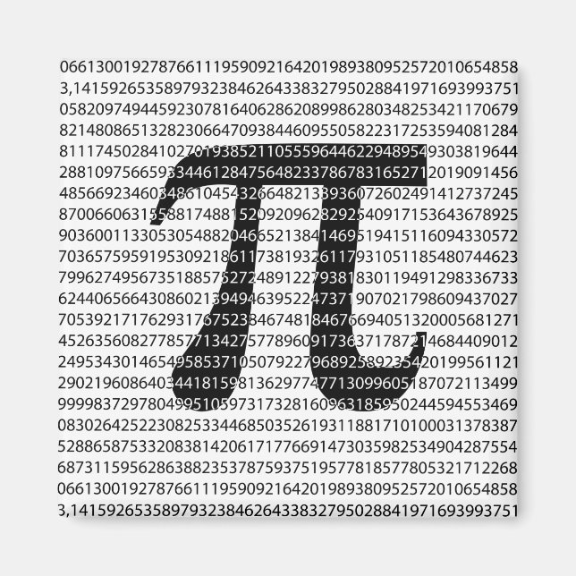 Schwarzes Number pi day mathematical symbol Magnet (Vorne)