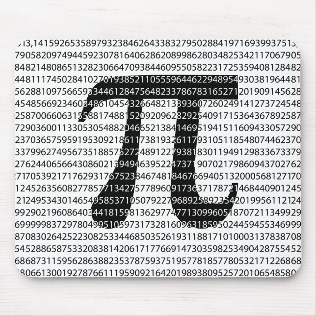 Schwarzes Number pi day mathematical symbol Mousepad (Vorne)