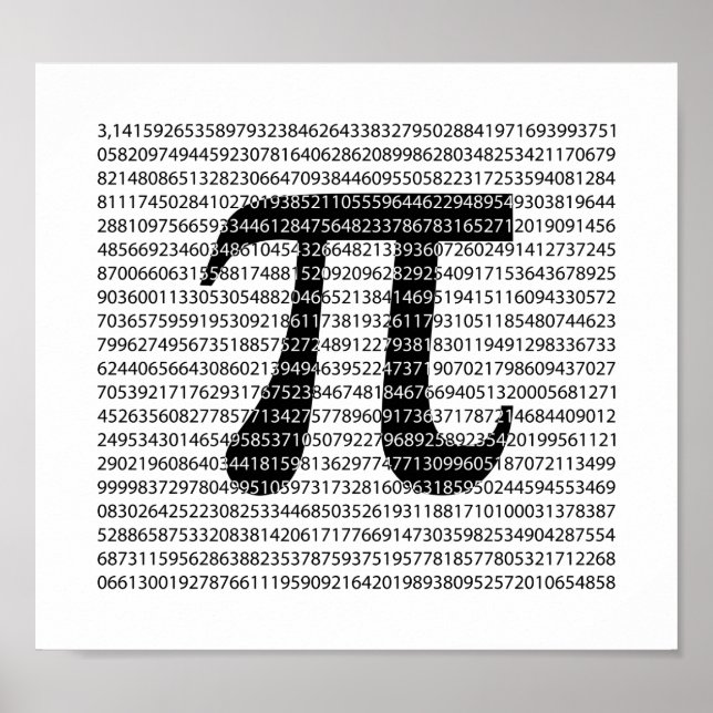 Schwarzes Number pi day mathematical symbol Poster (Vorne)