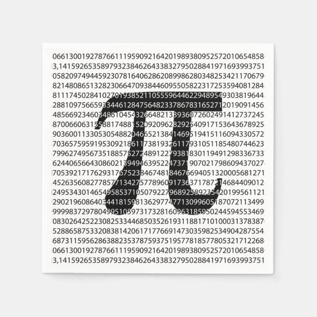 Schwarzes Number pi day mathematical symbol Serviette (Vorderseite)