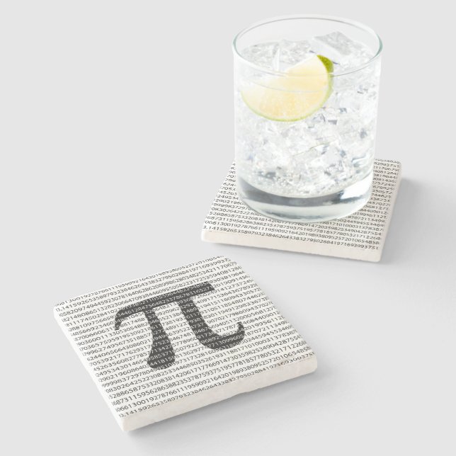 Schwarzes Number pi day mathematical symbol Steinuntersetzer (Seitenansicht)