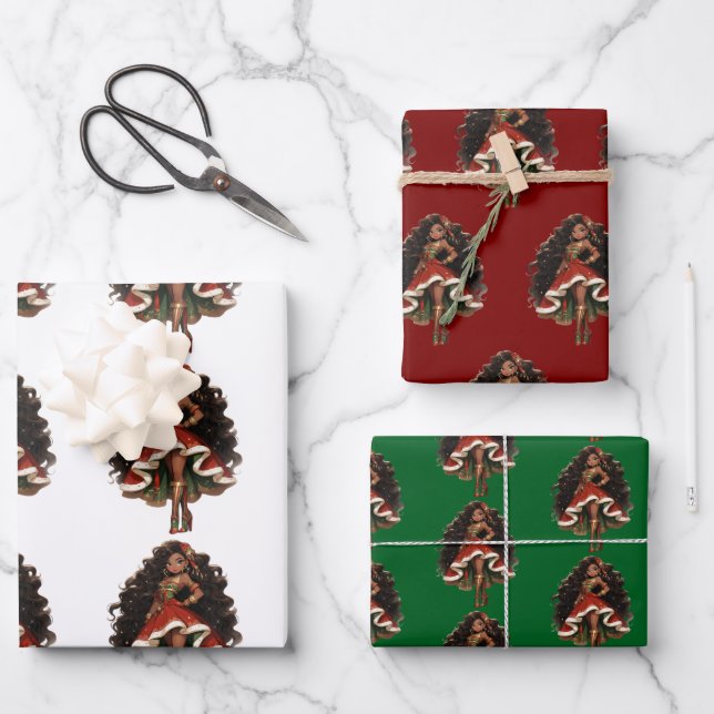Schwarzes Nussknacker-Tänzerin-Geschenkverpackungs Geschenkpapier Set (Vorderseite)
